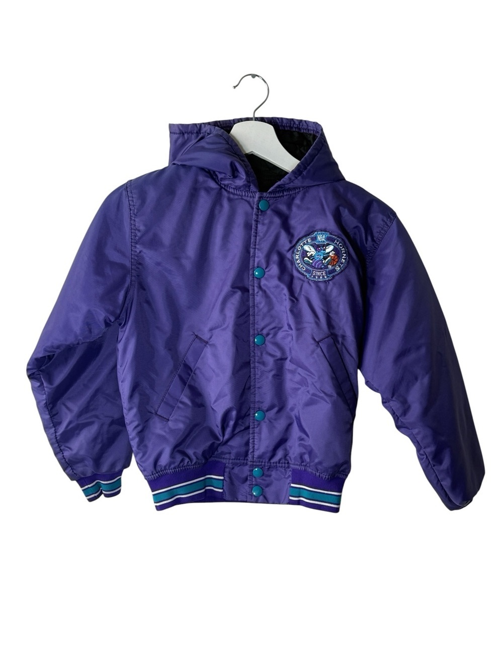 Charlotte Hornets Kids Vintage Hooded Snap Jacket